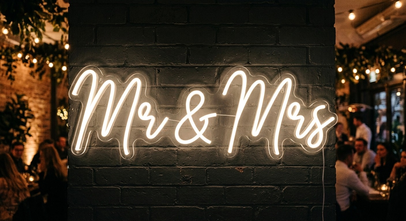 Luz para un día especial: Mr & Mrs · Referencia de ambientación